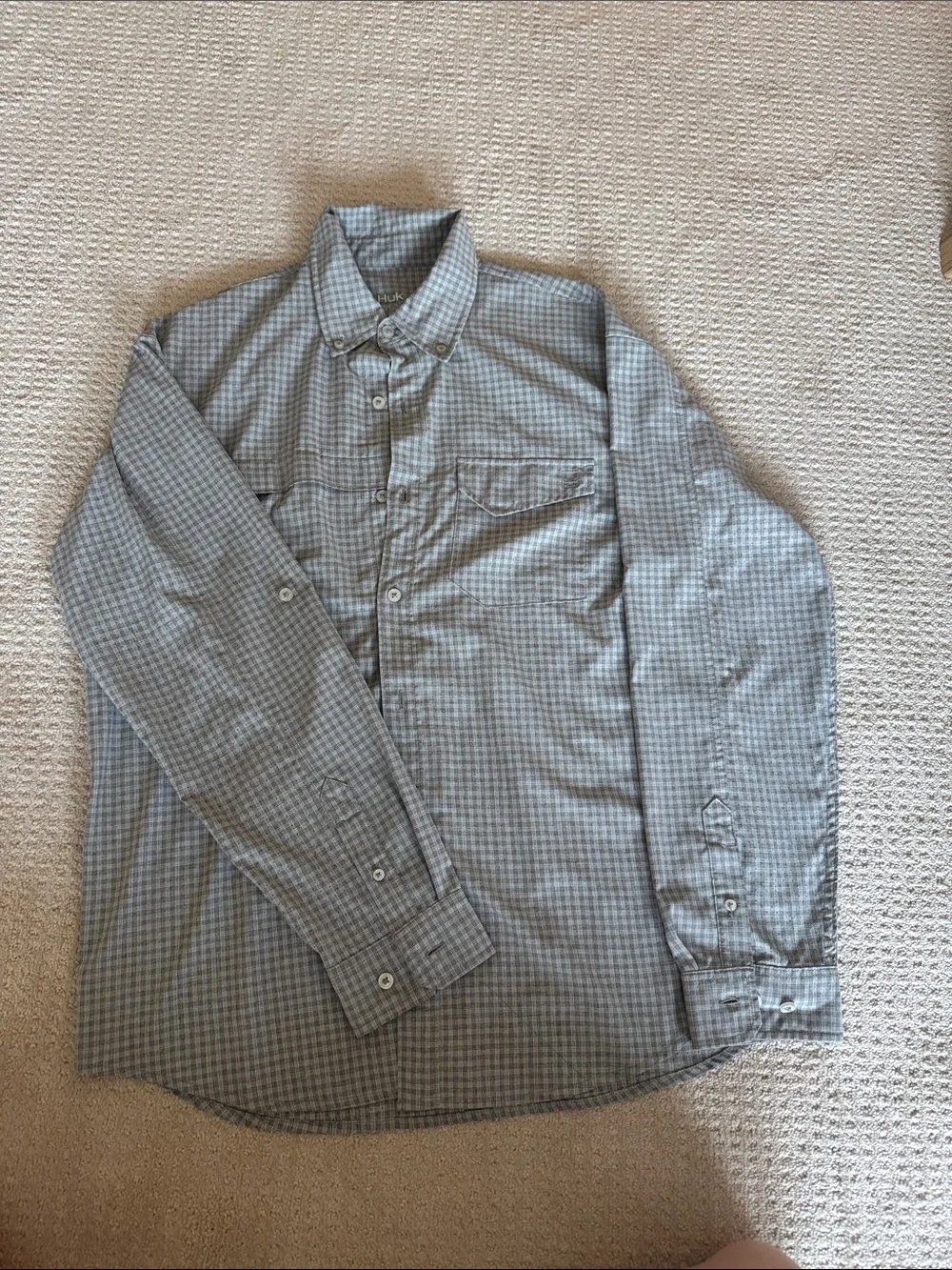 Huk Men's Gray Houndstooth Button-Down Shirt - Picture 3 of 4